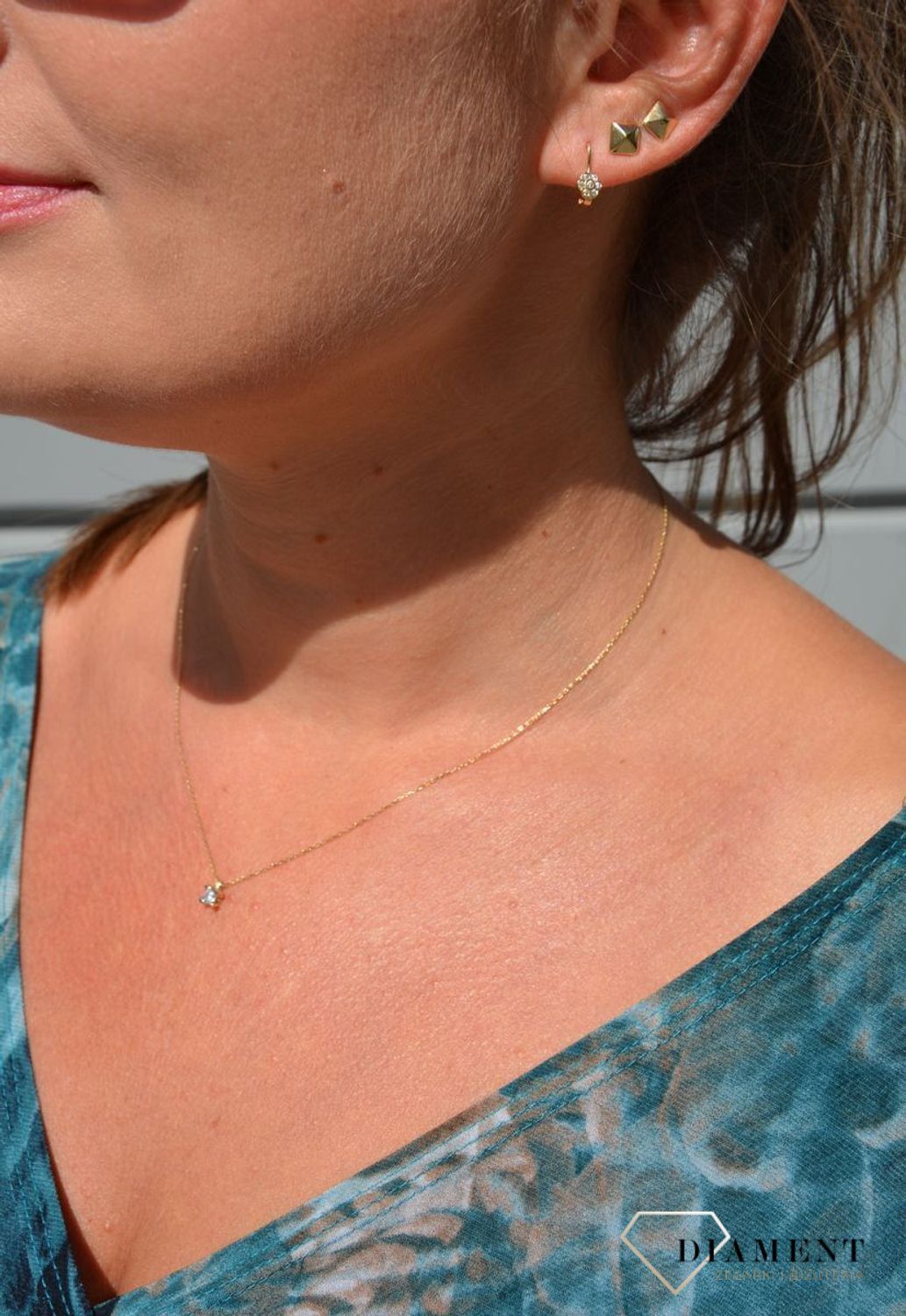 Złoty naszyjnik celebrytka 585 'błyszcząca cyrkonia'.jpg